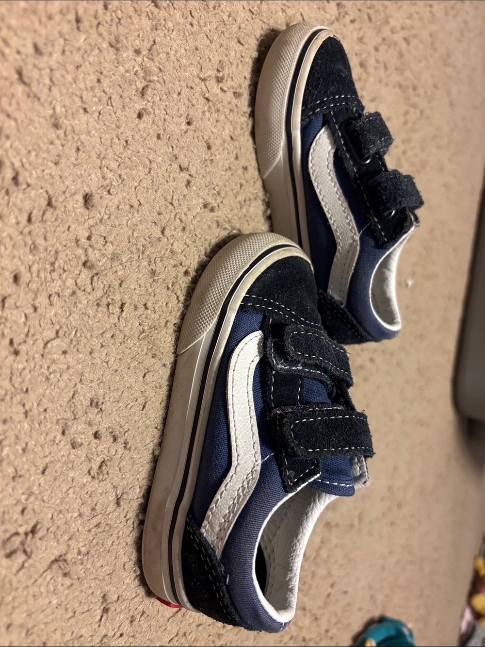 Vans Kids Navy and White Velcro Old Skool Sneakers